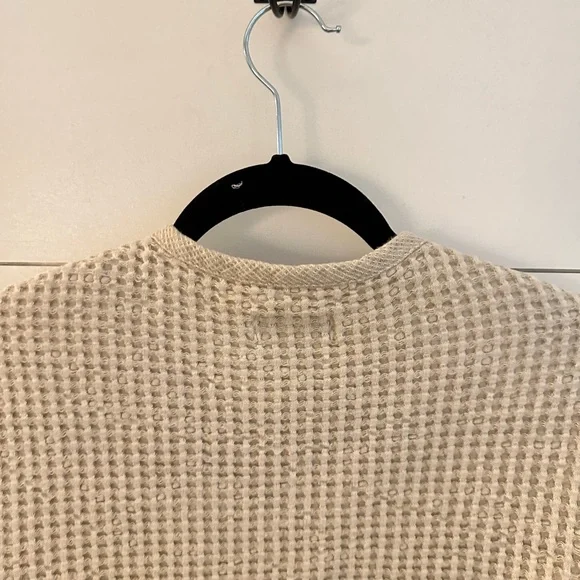 Y2K VINTAGE Waffle Linen-cotton blend tan bohemian lagonlook cottagecore jacket - Picture 10 of 11